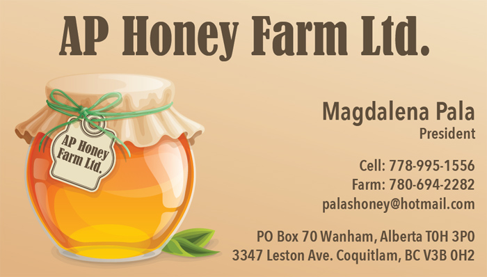AP Honey Farm business card