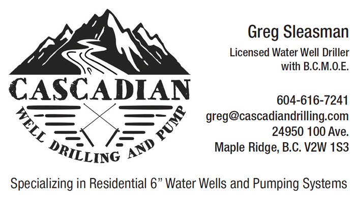 CASCADIAN Well Drilling and Pump business card