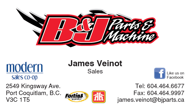 B&J Parts & Machine business card