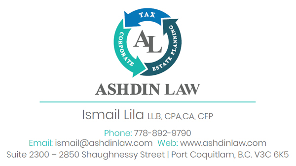 ASHDIN LAW business card
